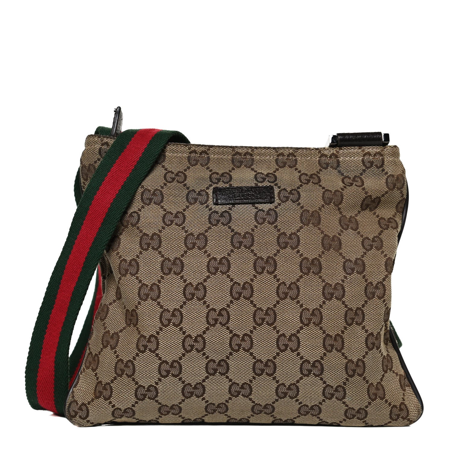 Gucci Monogram Web Small Flat Messenger Bag Brown 1 of 12