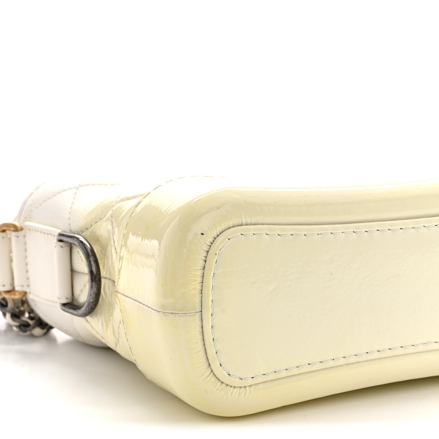 Chanel Patent Goatskin Quilted Small Gabrielle Hobo White 1873172