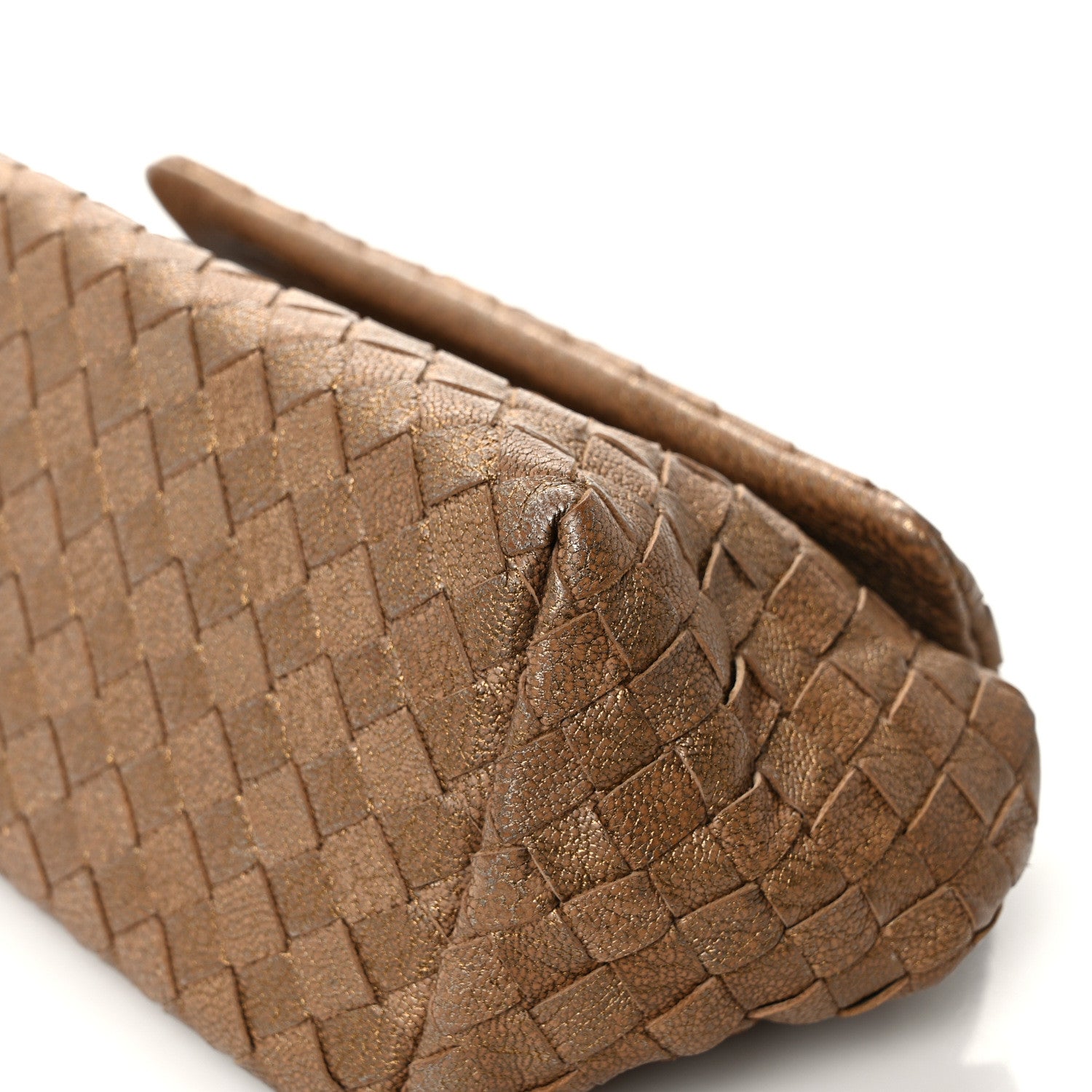 Bottega Veneta Metallic Chevre Intrecciato Cosmetic Case Ottone 11 of 12