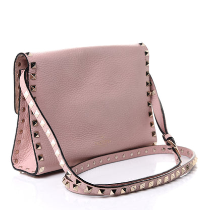 Valentino Garavani Pebbled Calfskin Medium Rockstud Flip Lock Crossbody Bag Loto 2 of 9