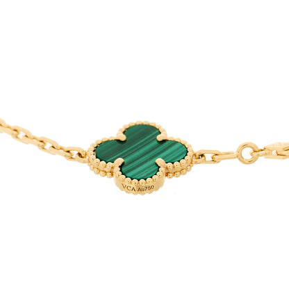 Van Cleef & Arpels 18K Yellow Gold Malachite 5 Motifs Vintage Alhambra Bracelet 4 of 4