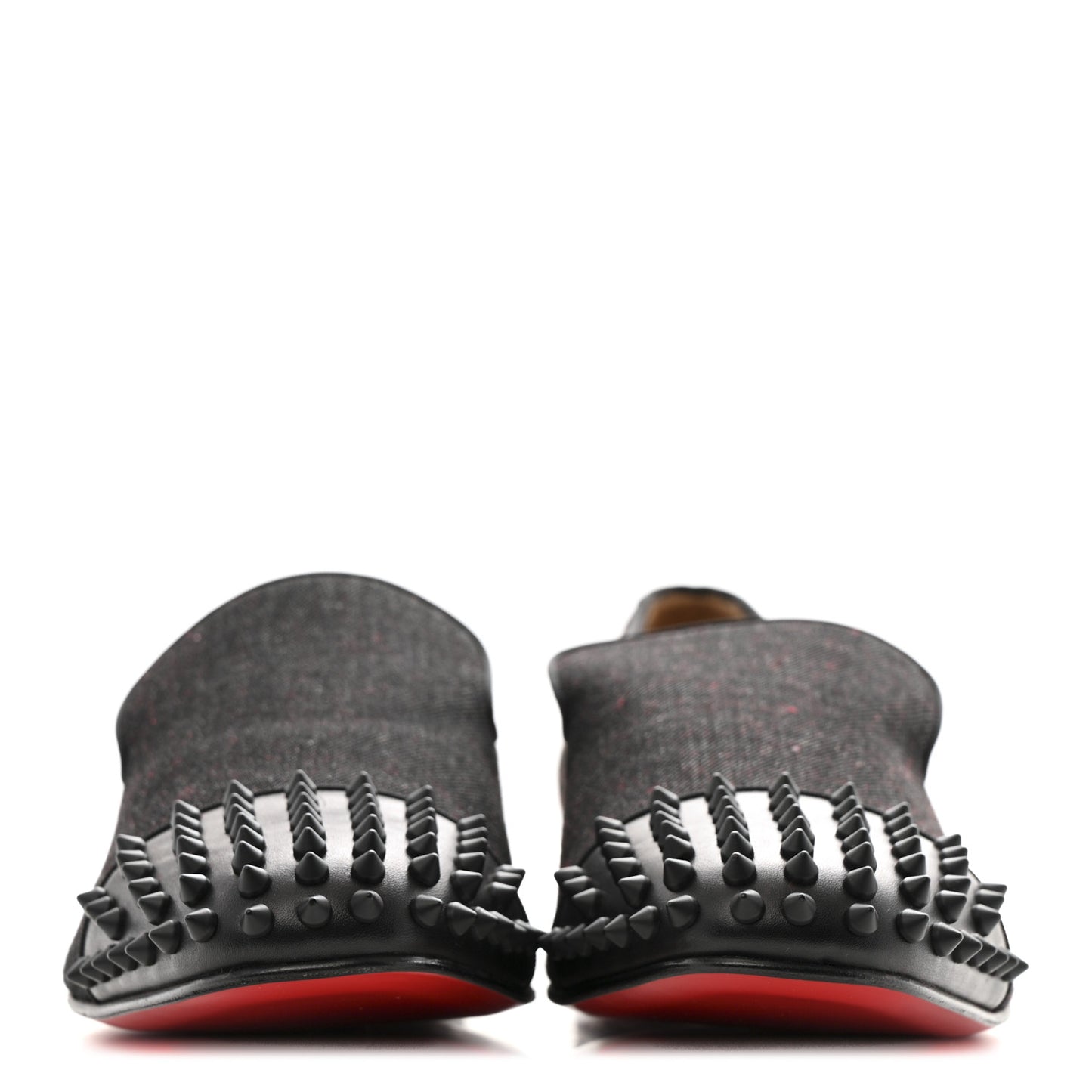 Mens Matte Denim Spooky Spike Flat Loafers 45 Black