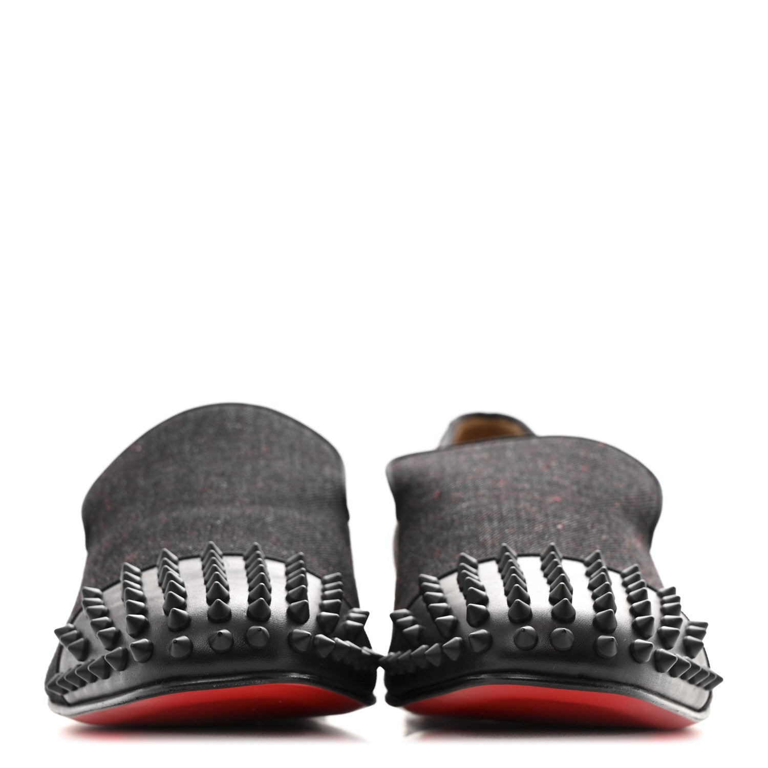 Christian Louboutin Mens Matte Denim Spooky Spike Flat Loafers 45 Black 3 of 9