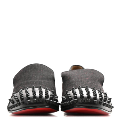 Christian Louboutin Mens Matte Denim Spooky Spike Flat Loafers 45 Black 3 of 9