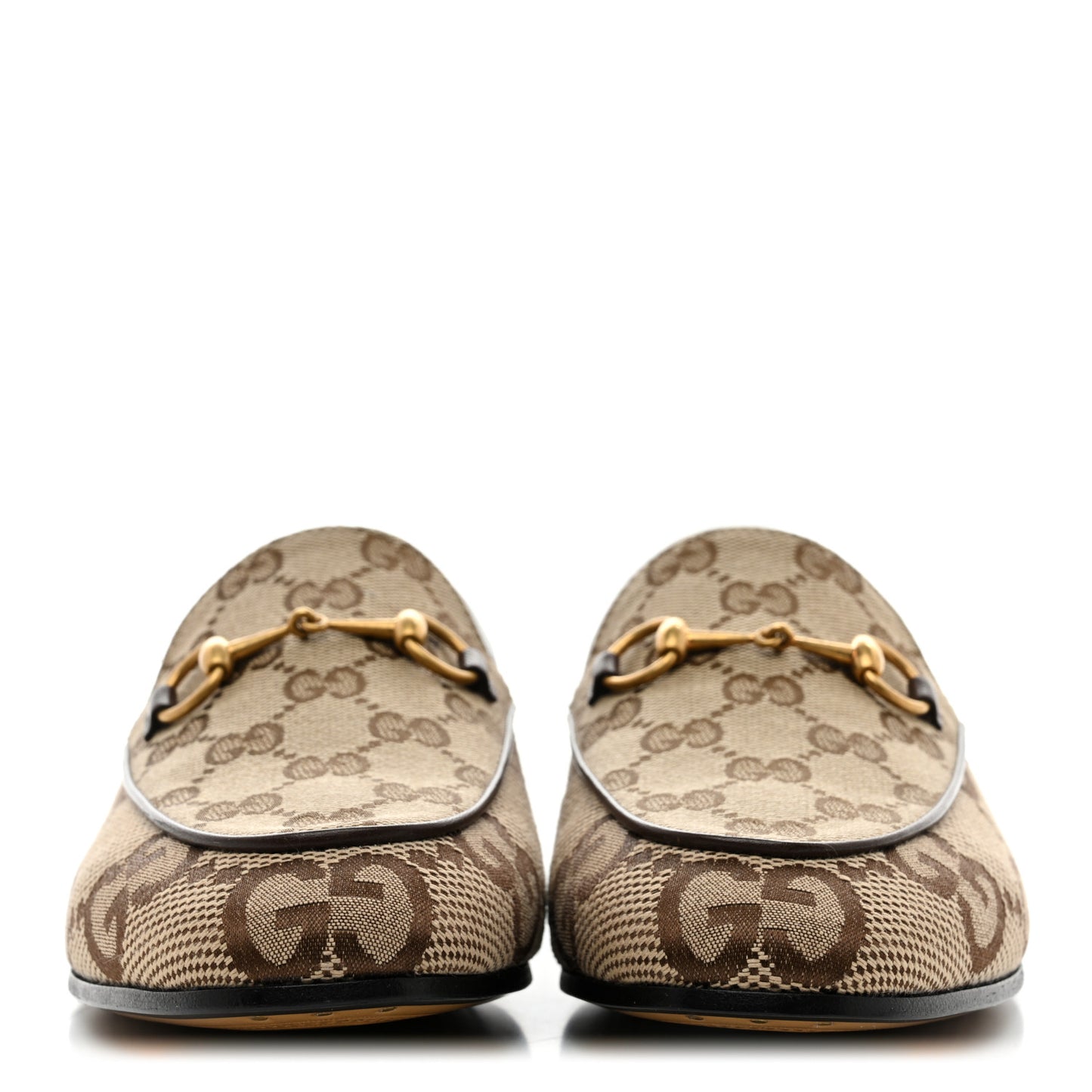 Monogram Jumbo GG Malaga Kid Horsebit Womens Jordaan Loafers 40 Camel Ebony New Acero Beige