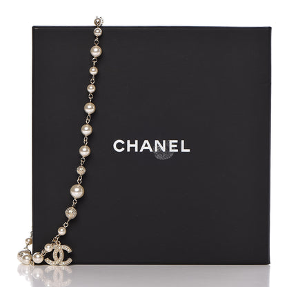 Chanel Strass Crystal Pearl Beaded CC Short Necklace Gold 5 of 5