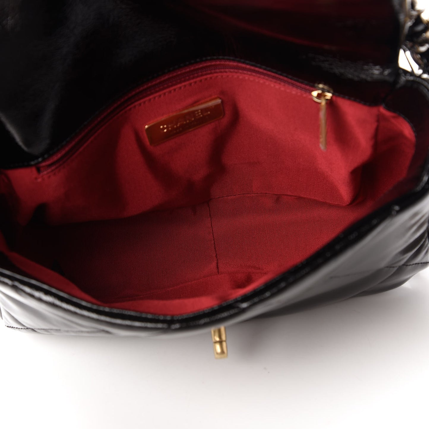Shiny Crumpled Calfskin Quilted Medium Chanel 19 Flap Black