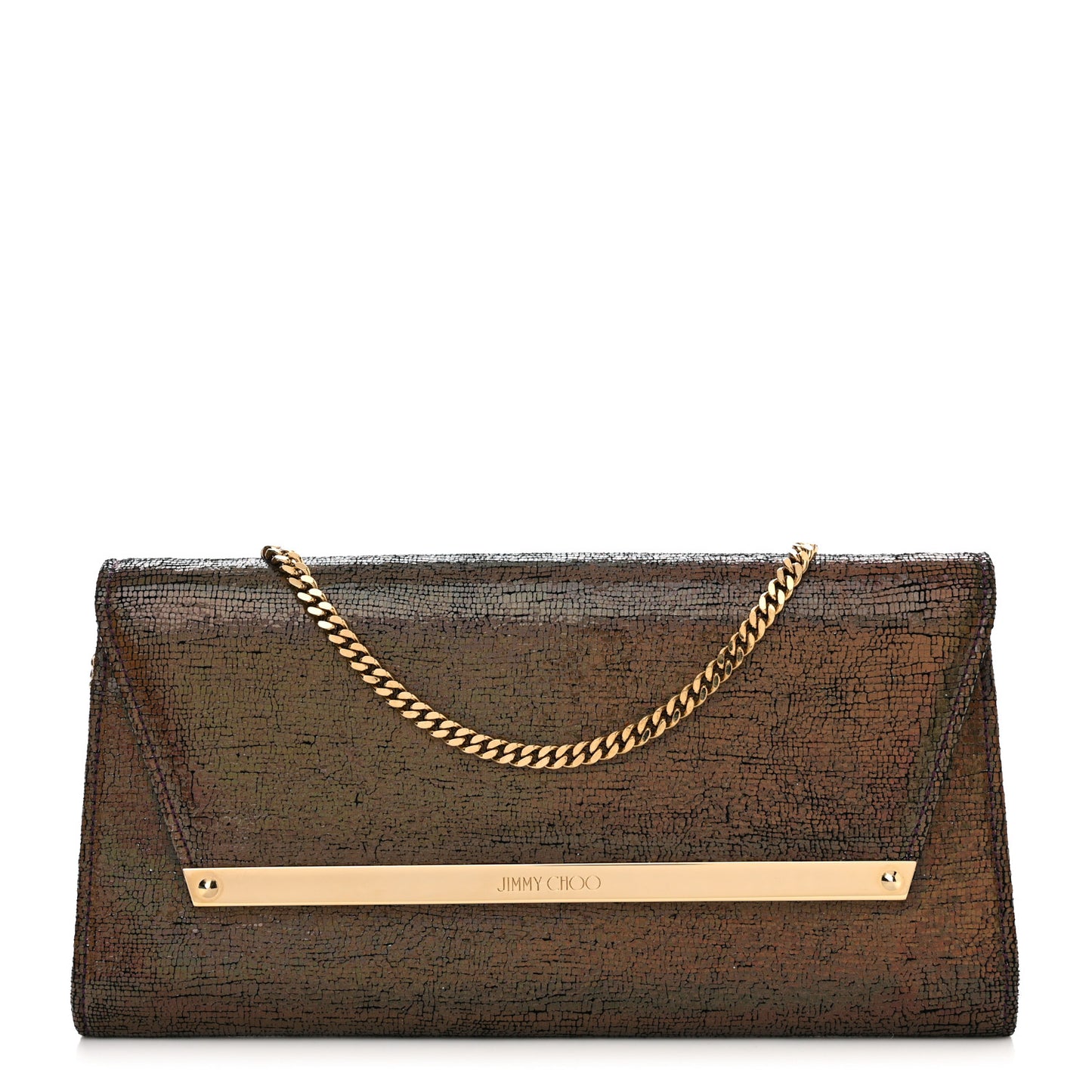 Holographic Calfskin Margot Clutch Gold Multicolor