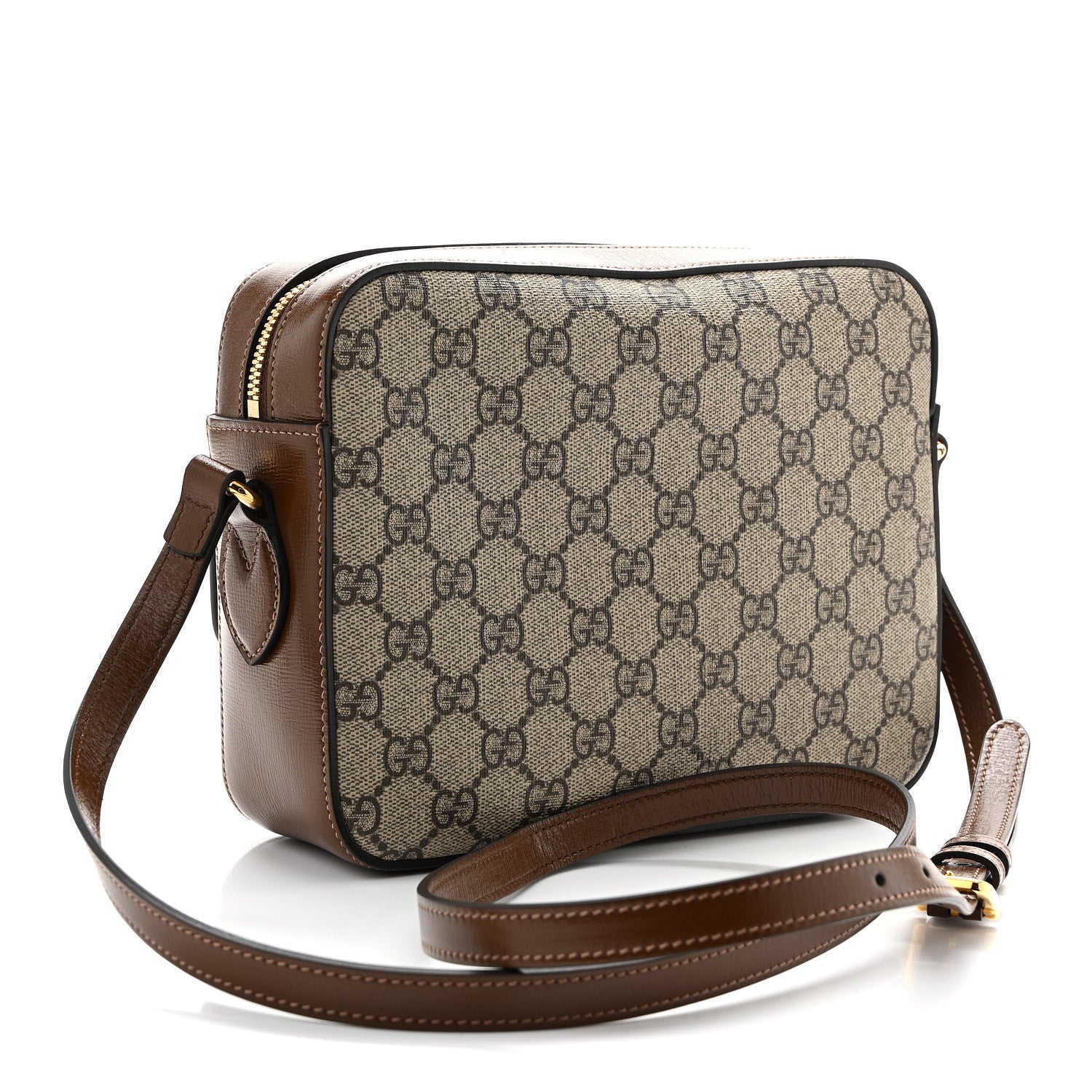 Gucci GG Supreme Monogram Small Horsebit 1955 Shoulder Bag Beige Brown Sugar 3 of 10