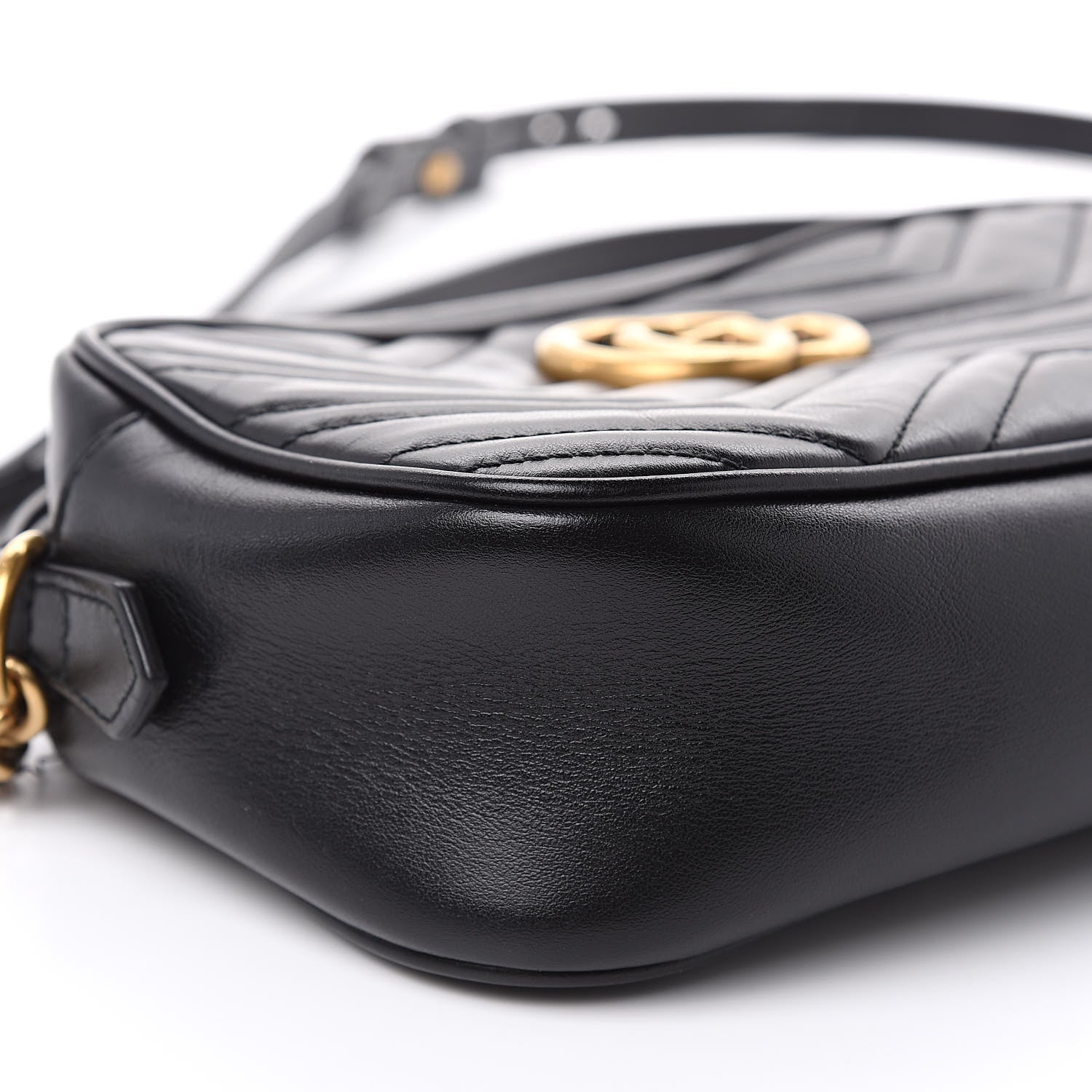 Gucci Calfskin Matelasse Small GG Marmont Chain Shoulder Bag Black 8 of 14