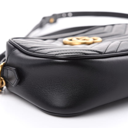 Gucci Calfskin Matelasse Small GG Marmont Chain Shoulder Bag Black 8 of 14