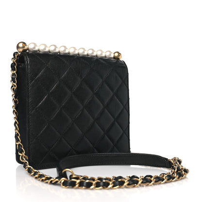 Chanel Lambskin Quilted Chic Pearls Flap Black 3 of 9