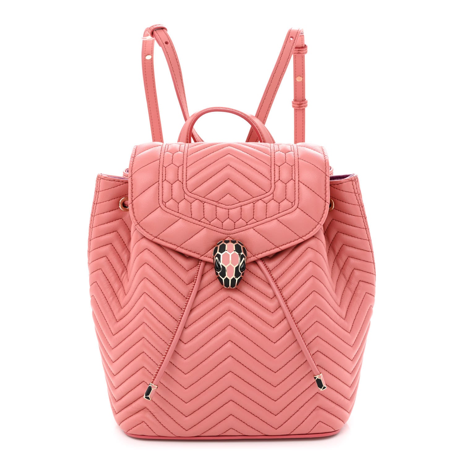 Bulgari Calfskin Quilted Serpenti Forever Backpack Pink 1 of 11
