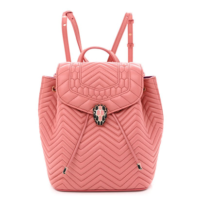 Bulgari Calfskin Quilted Serpenti Forever Backpack Pink 1 of 11