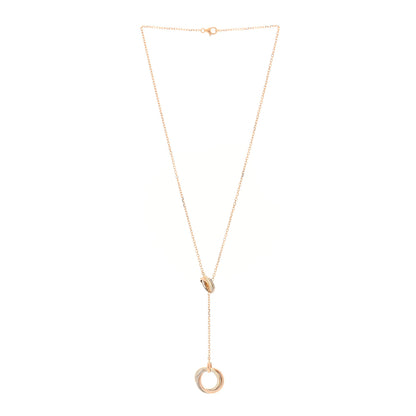 Cartier 18K Pink Yellow White Gold Diamond Trinity Lariat Necklace 3 of 5