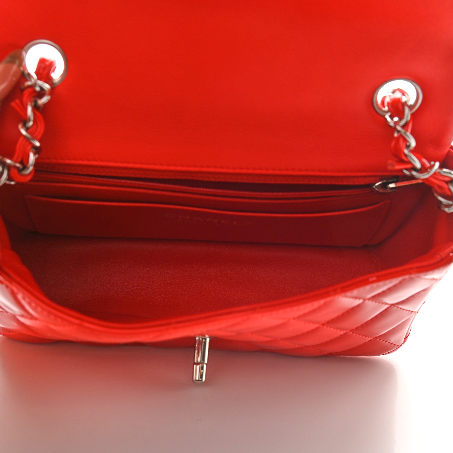 Chanel Patent Calfskin Quilted Mini Rectangular Flap Red 5 of 9