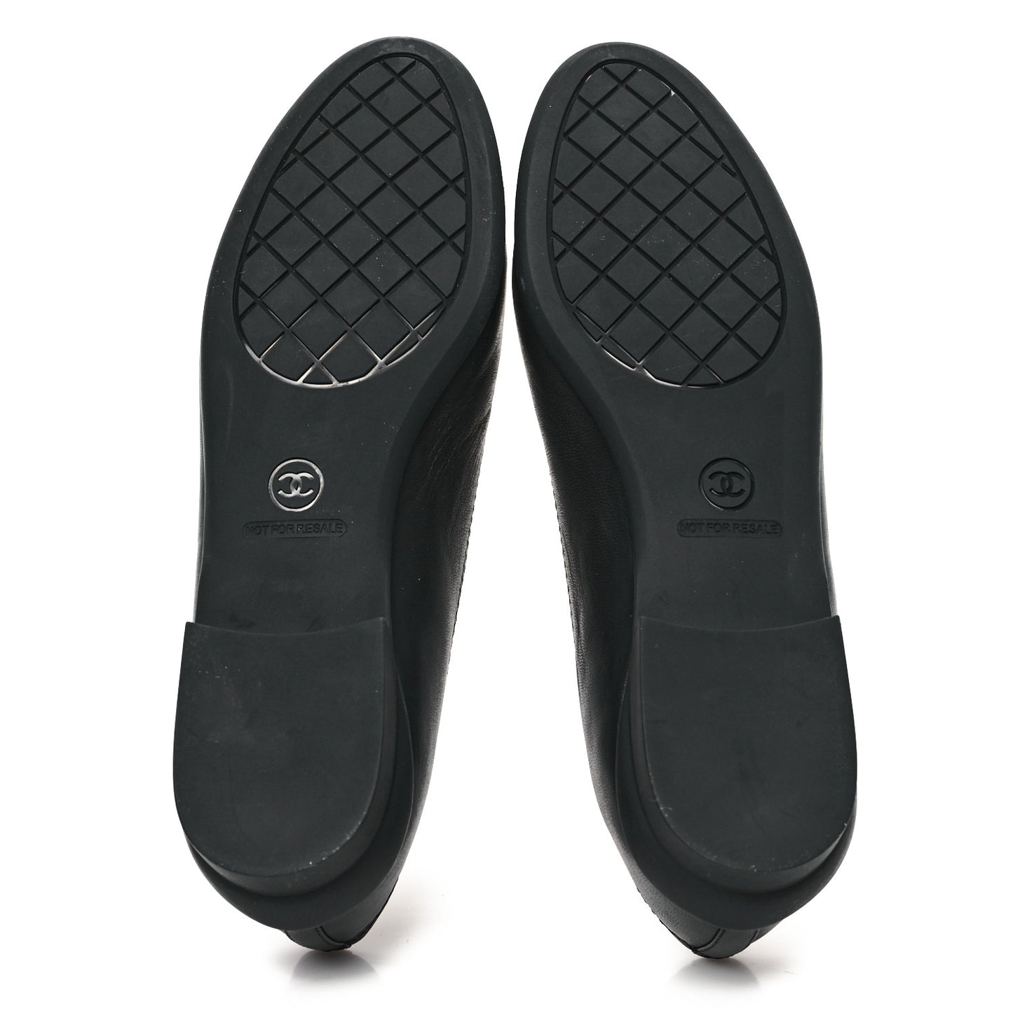 Lambskin Cap Toe CC Uniform Ballerina Flats 38.5 Black