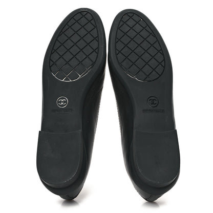 Chanel Lambskin Cap Toe CC Uniform Ballerina Flats 38.5 Black 6 of 10