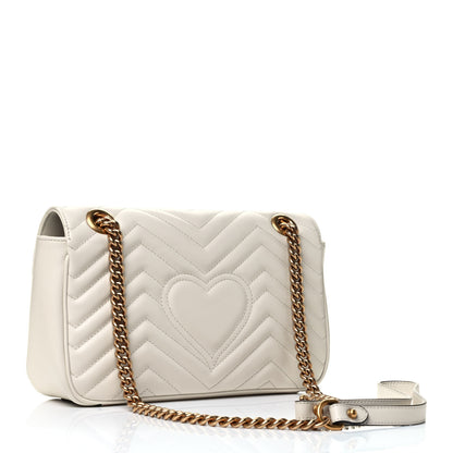 Gucci Calfskin Matelasse Small GG Marmont Shoulder Bag White 2 of 3