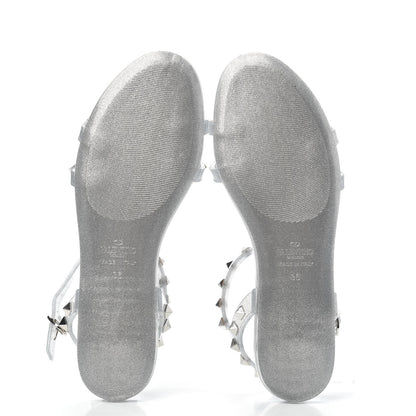 Valentino Garavani PVC Jelly Glitter Rockstud Caged Sandals 36 Silver 5 of 8
