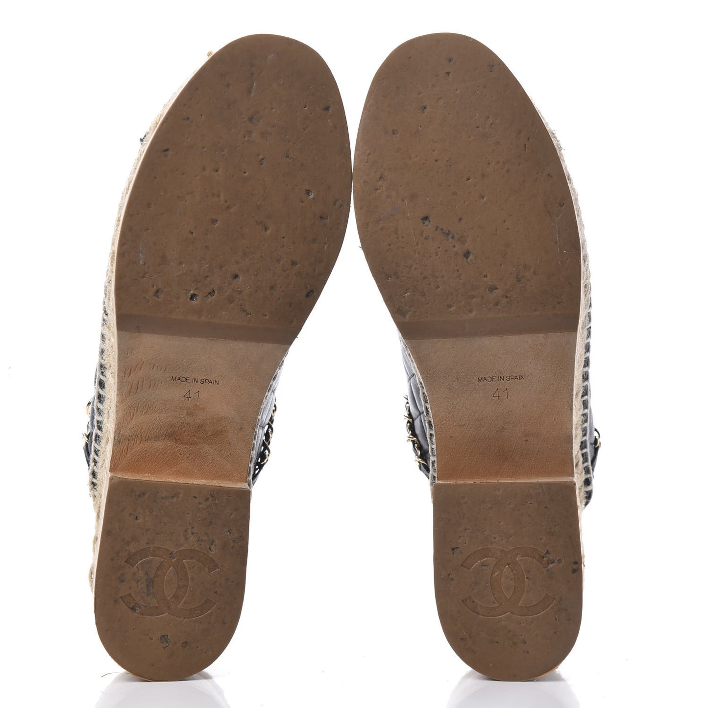 Calfskin Quilted Cork Cap Toe CC Clogs 41 Black