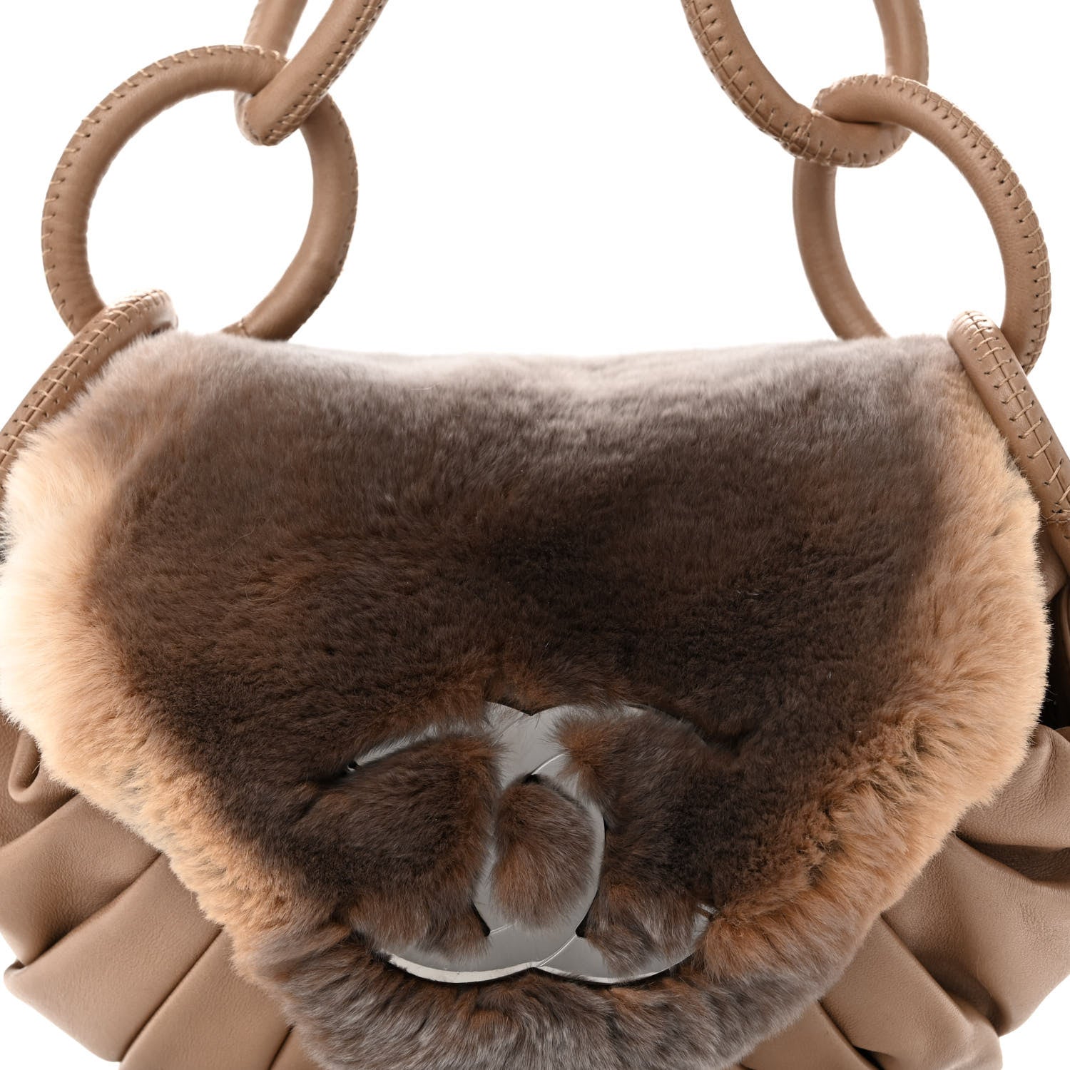Chanel Lapin Rabbit Fur Lambskin Pleated CC Flap Bag Beige 8 of 11