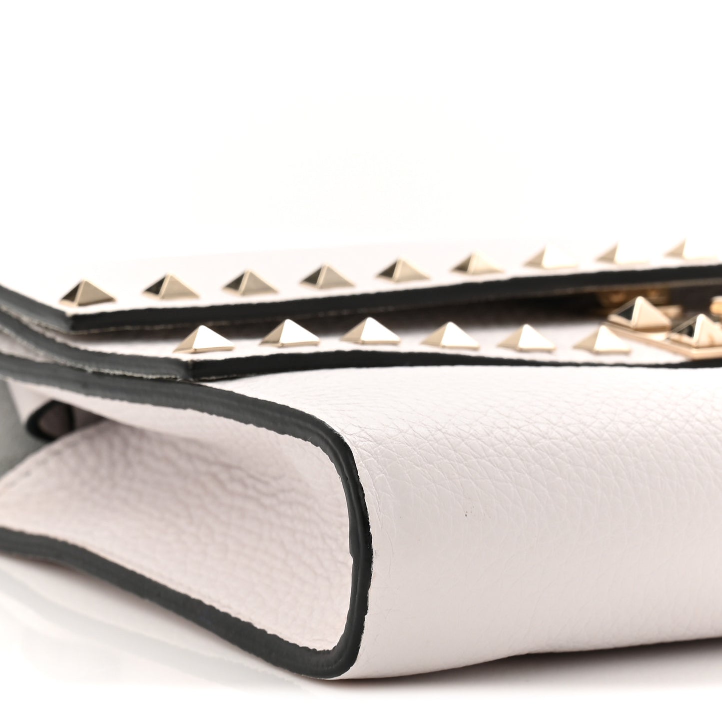 Grainy Calfskin Rockstud Double Flap Crossbody Bag Ivory