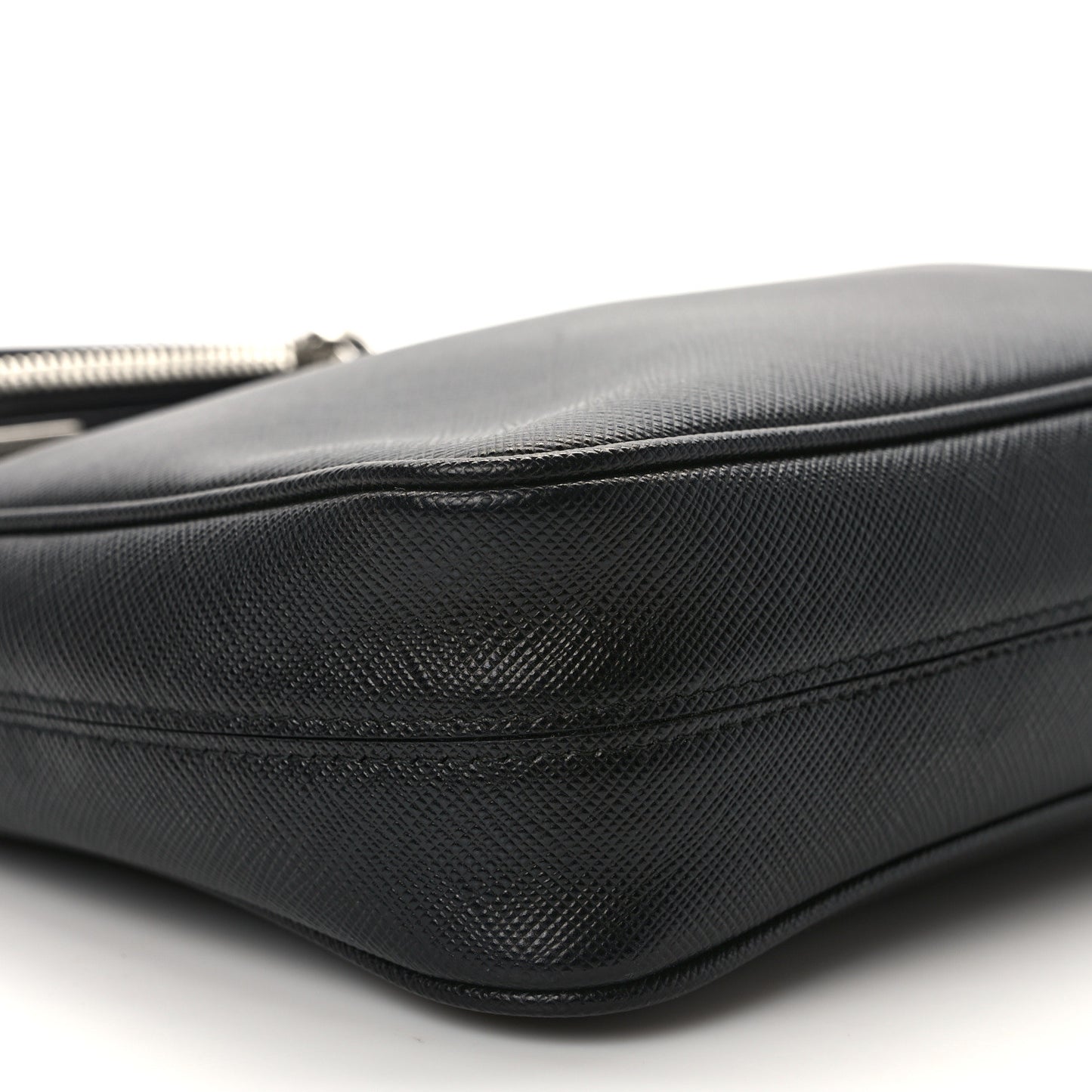 Saffiano Travel Pocket Zippered Shoulder Bag Black