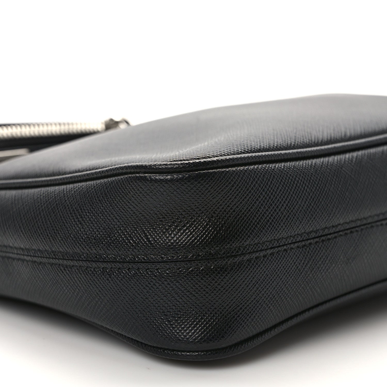 Prada Saffiano Travel Pocket Zippered Shoulder Bag Black 9 of 12