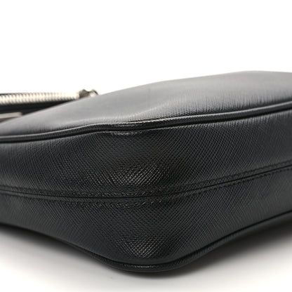 Prada Saffiano Travel Pocket Zippered Shoulder Bag Black 9 of 12