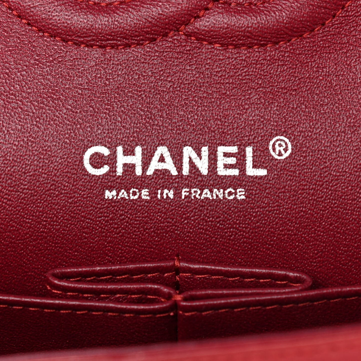 Patent Calfskin Quilted Medium Double Flap Dark Red