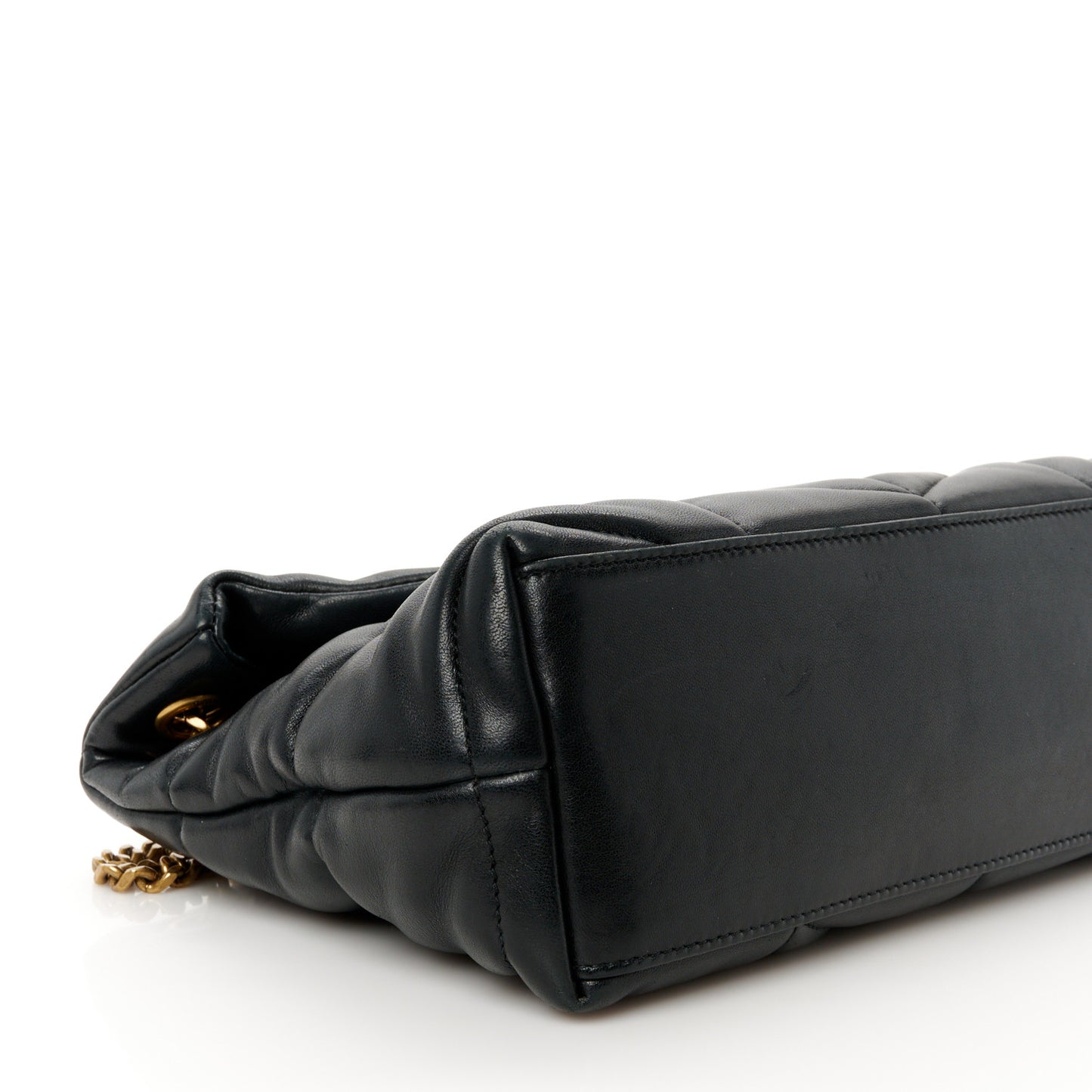 Lambskin Quilted Small Loulou Puffer Monogram Chain Satchel Black
