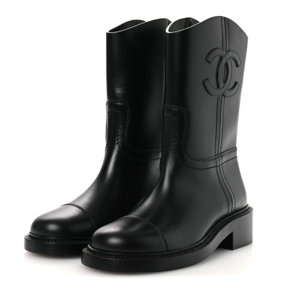 Chanel Calfskin Cap Toe Boots 37 Black 4 of 12