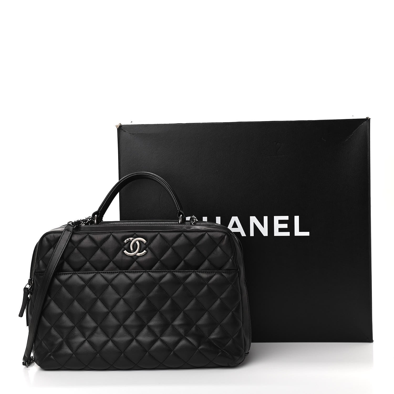 Chanel Lambskin Quilted Large Trendy CC Bowling Bag Black 12 of 12
