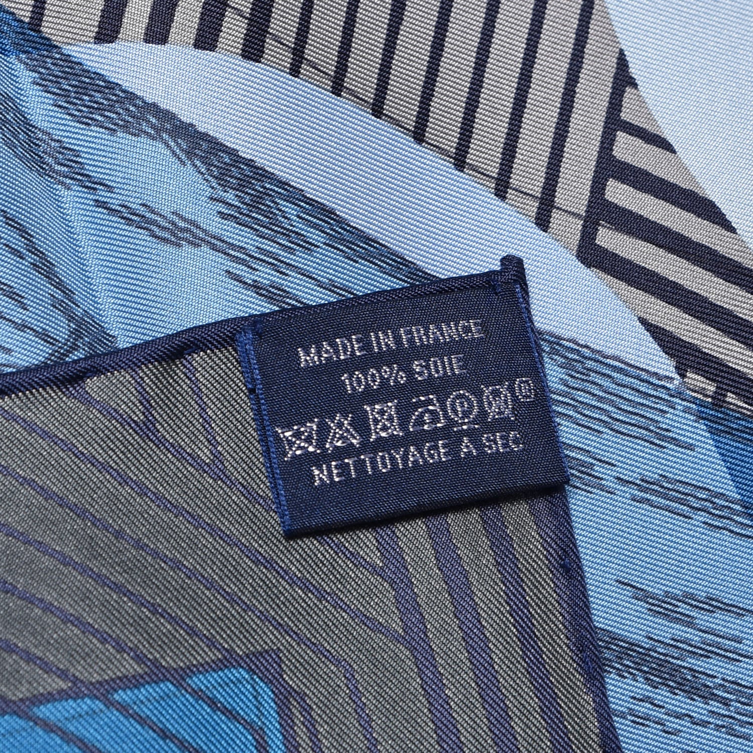 Hermes Silk Jeu Des Omnibus Remix Scarf 90 Cobalt Ciel Gris 4 of 4