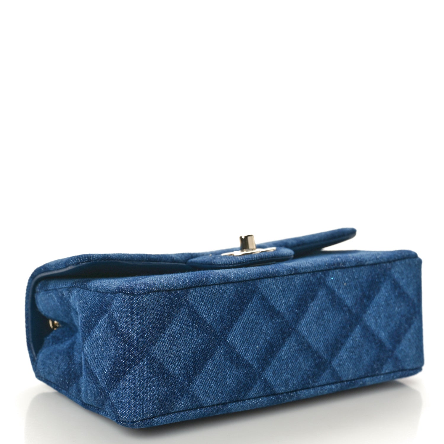 Chanel Printed Denim Quilted Mini Rectangular Flap Dark Blue 4 of 10