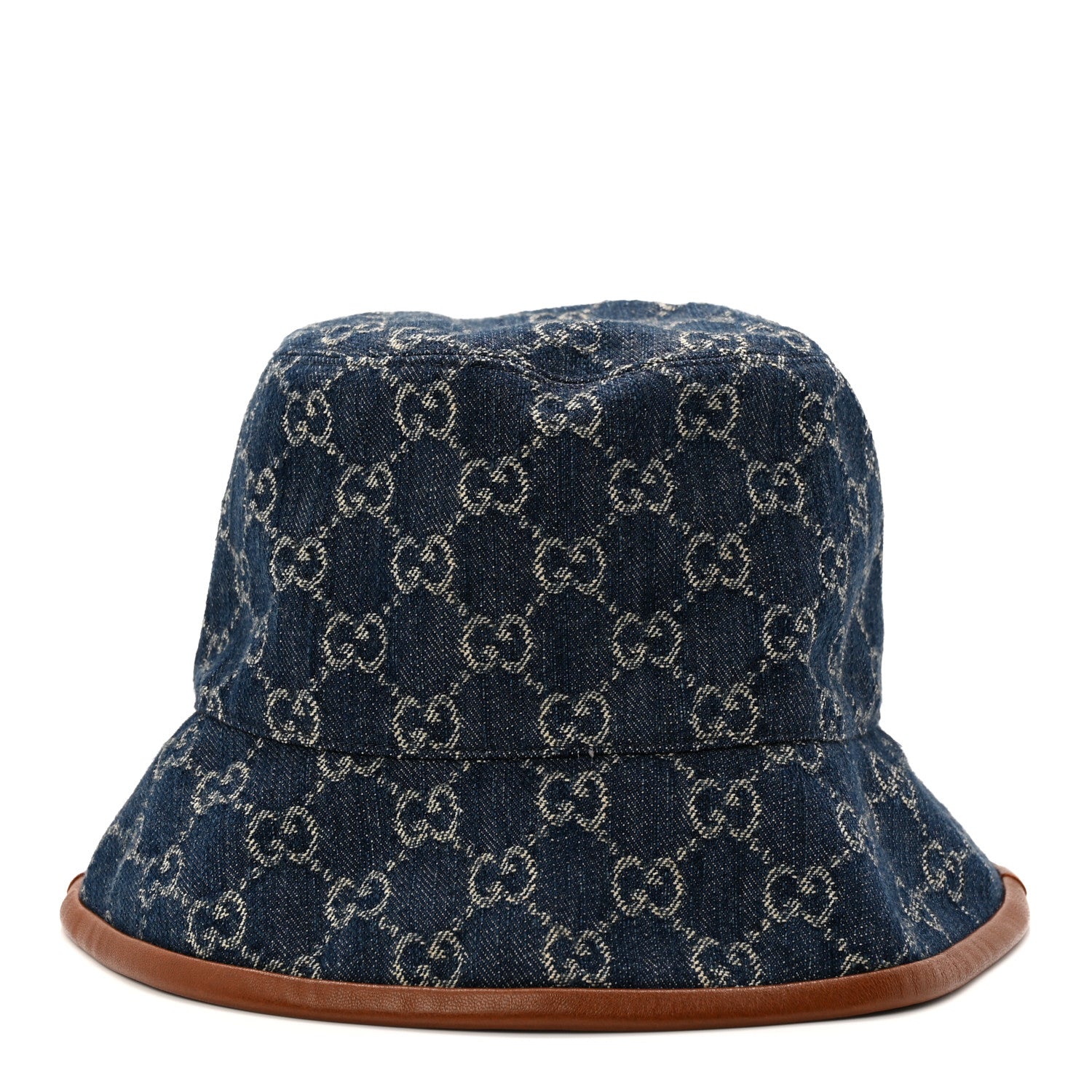 Gucci Washed Jacquard Denim Nappa GG Monogram Oscar Bucket Hat L Denim Cuir 4 of 9