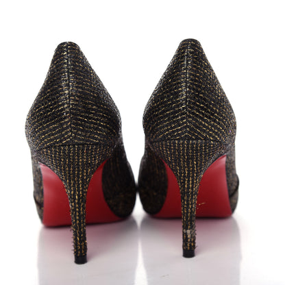 Christian Louboutin Glitter Shelley 90 Pumps 36.5 Black Gold 7 of 9