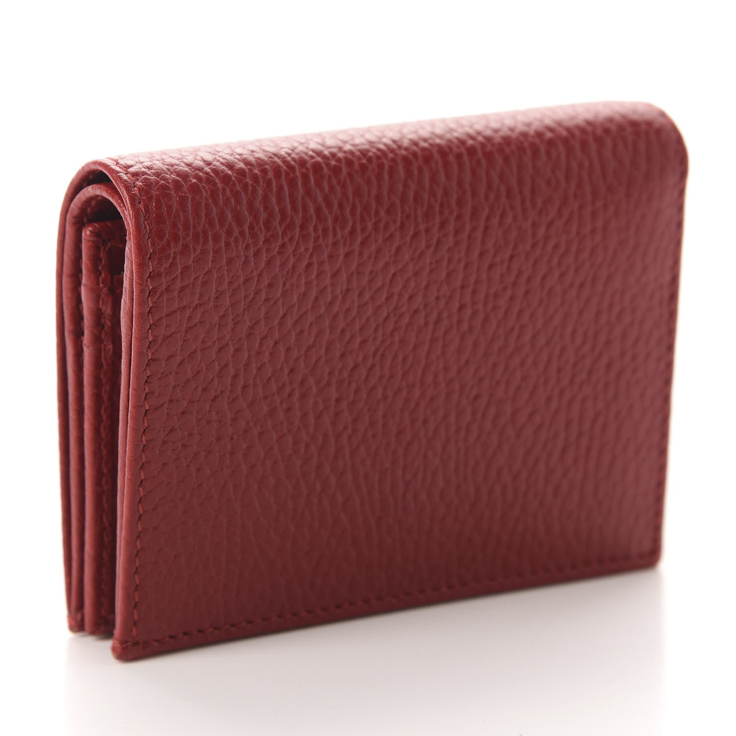 Gucci Pebbled Calfskin GG Marmont Card Case Hibiscus Red 3 of 7