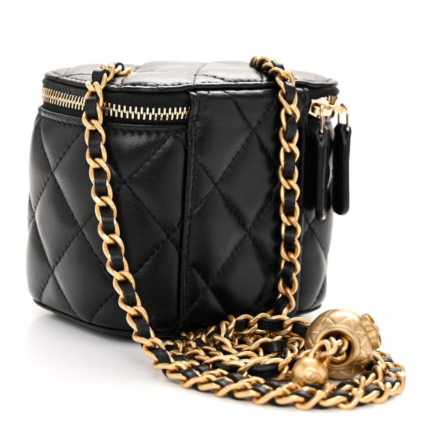 Chanel Lambskin Quilted Mini Pearl Crush Vanity Case With Chain Black 3 of 10