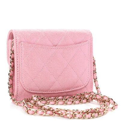 Chanel Iridescent Caviar Quilted Flap Card Holder On Chain Pink 3 of 10
