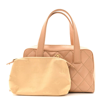Chanel Calfskin Contrast Stitch Surpique Bowler Beige 3 of 21
