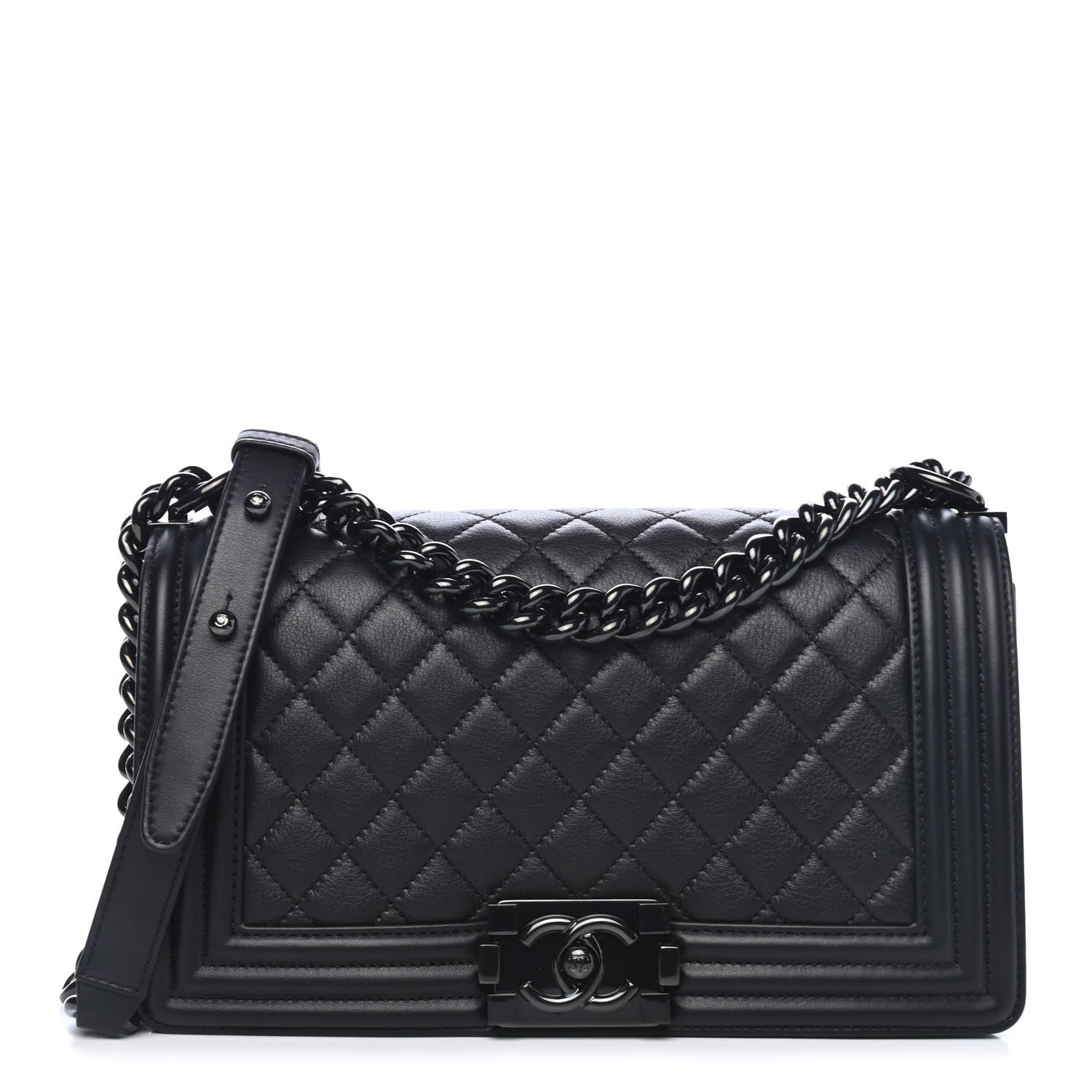 Chanel Calfskin Quilted Medium Boy Flap So Black 1 of 4
