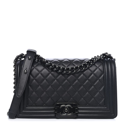 Chanel Calfskin Quilted Medium Boy Flap So Black 1 of 4