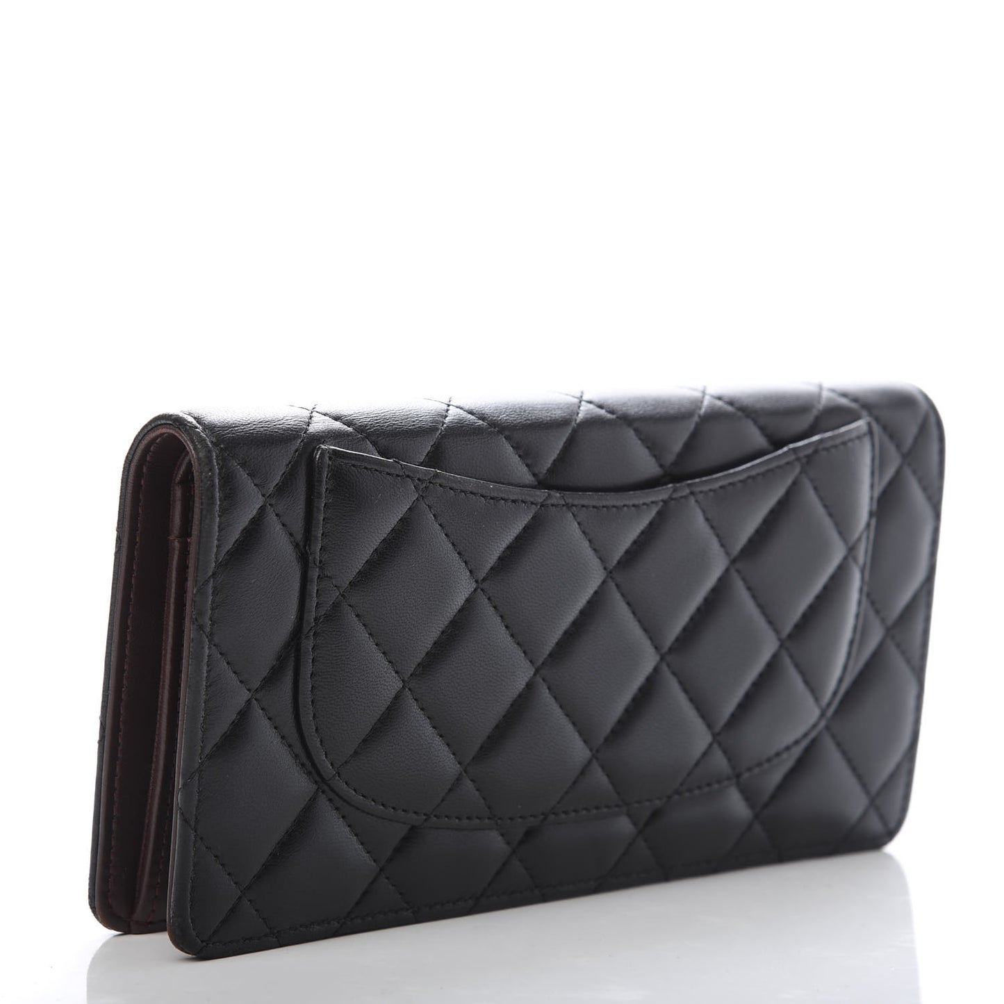 Lambskin Quilted Yen Wallet Black