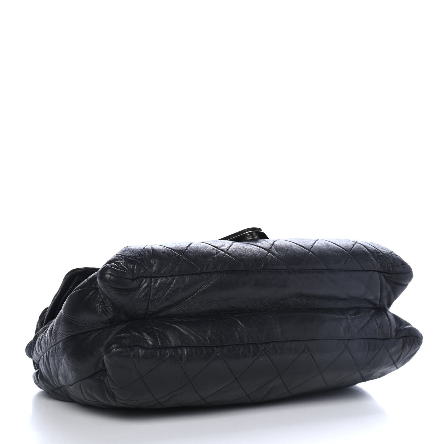 Lambskin Quilted Padded Envelope Flap Black
