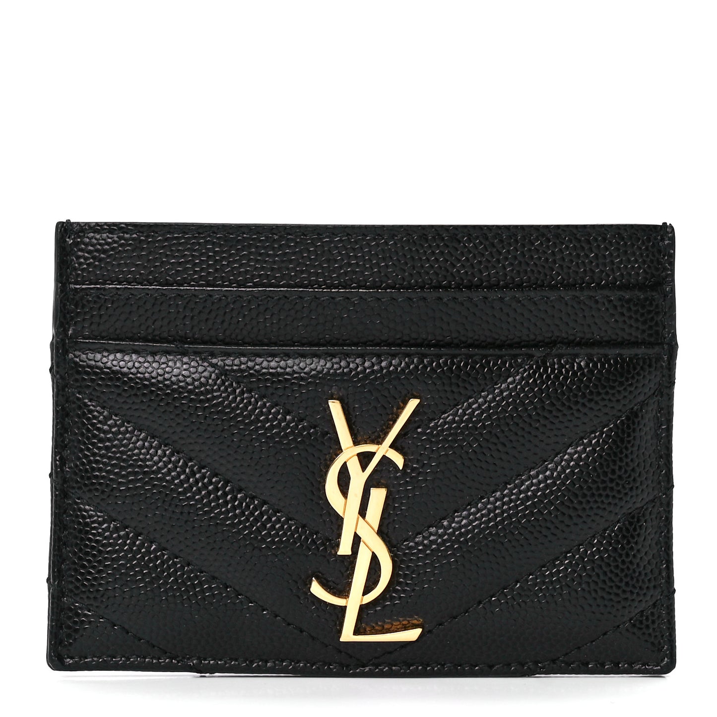 Grain De Poudre Matelasse Chevron Monogram Credit Card Case Black