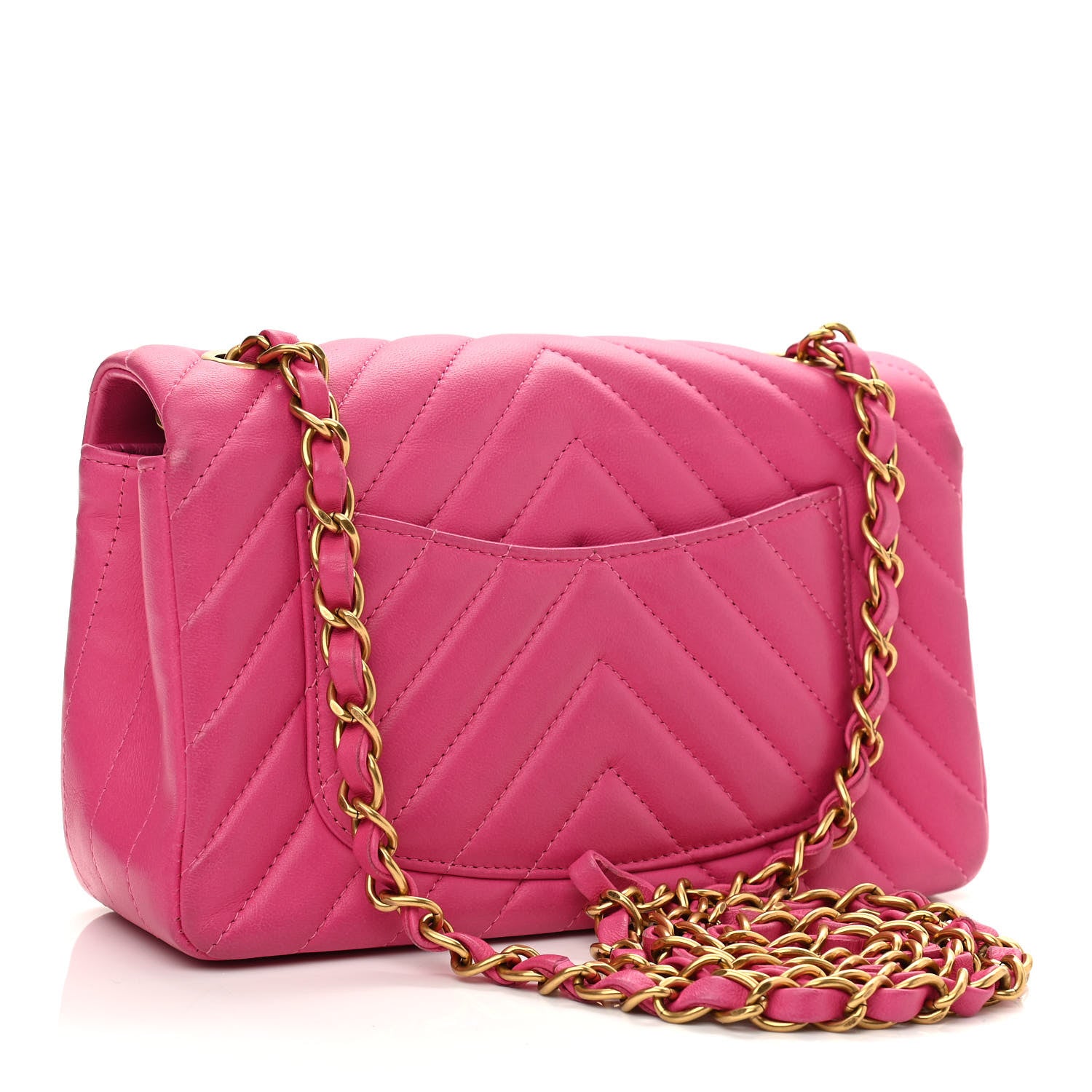 Chanel Lambskin Chevron Quilted Mini Rectangular Flap Pink 3 of 11