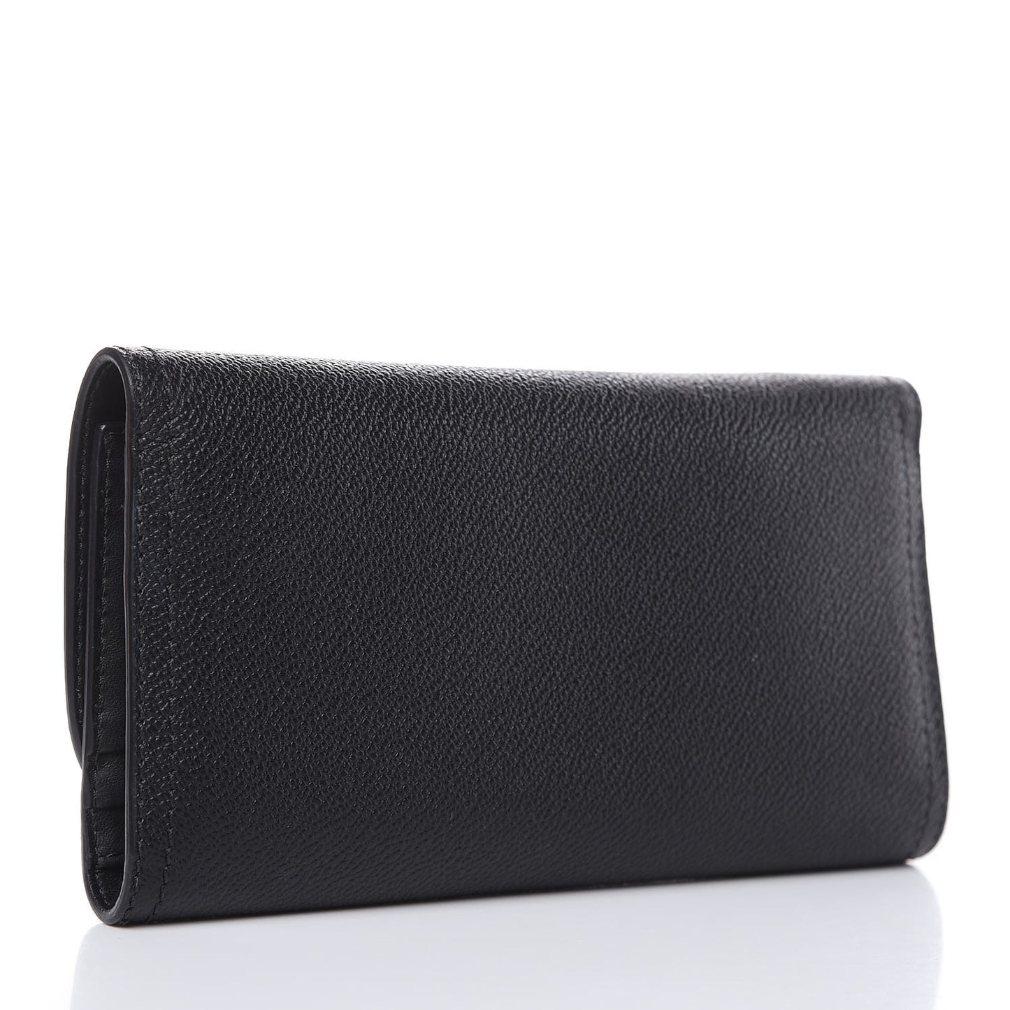 Grainy Calfskin Ashton Continental Flap Wallet Black