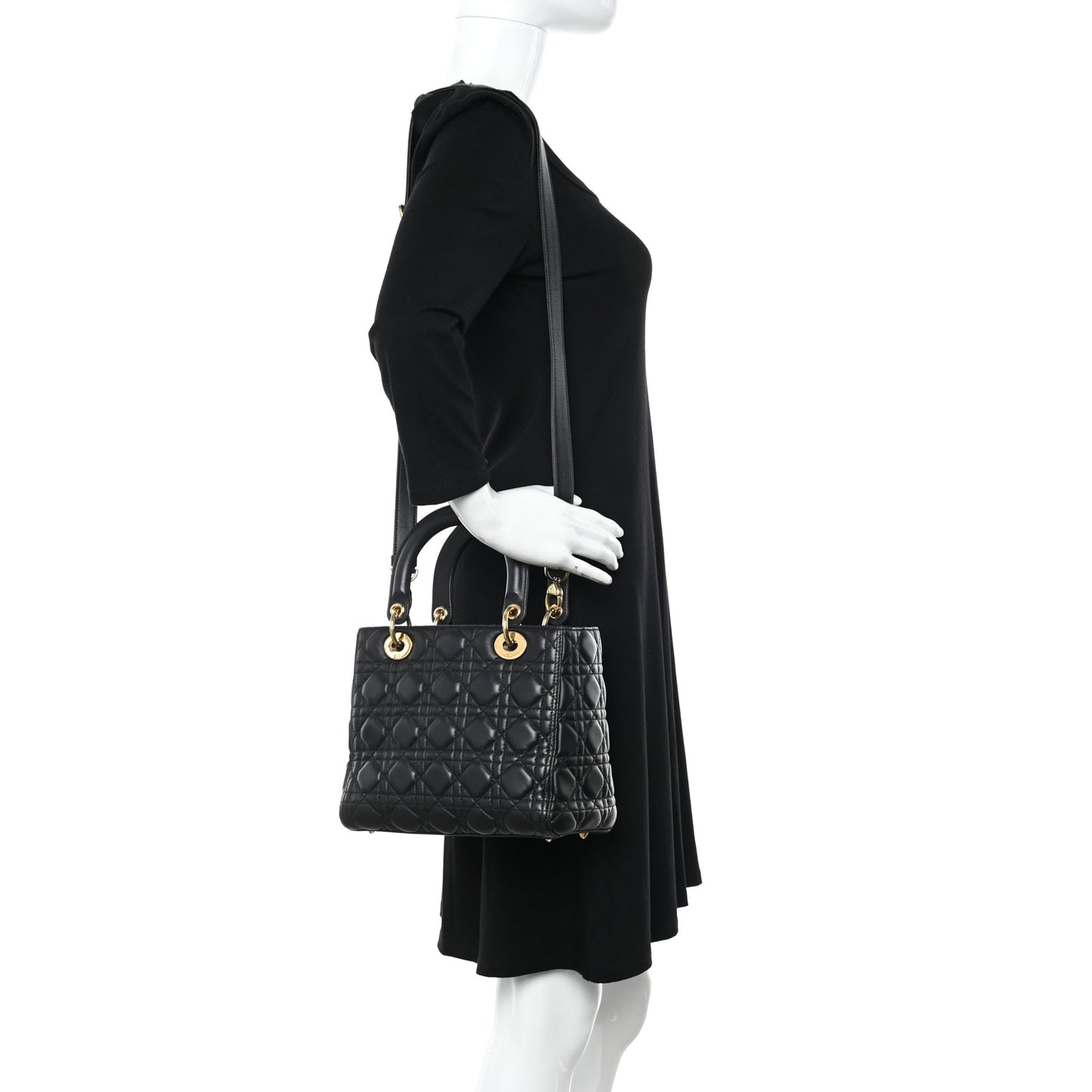 Lambskin Cannage Medium Lady Dior Black